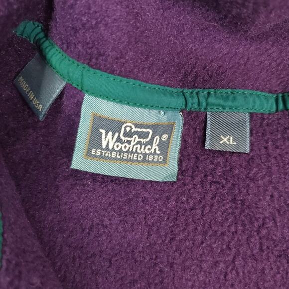 Vintage Woolrich Fleece Womens XLarge 1/4 Snap Baggy Purple/Teal Retro 90s - Picture 7 of 9